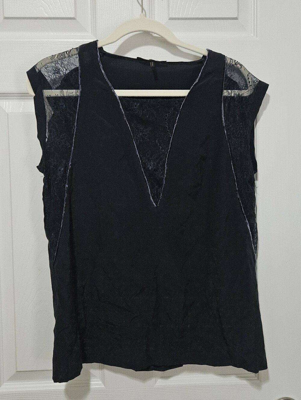 Maje Navy Blue Lace Top 3/Large
